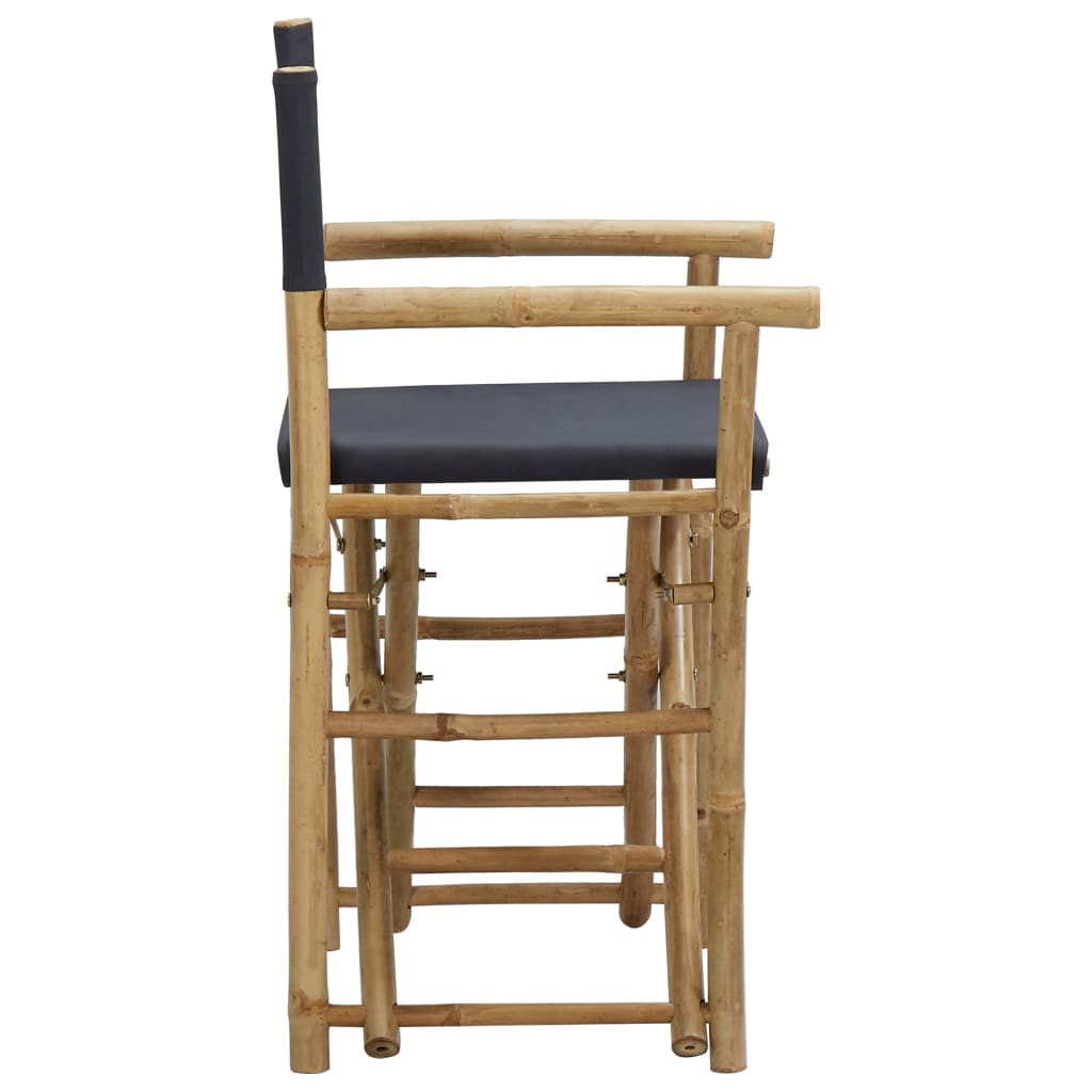 vidaXL Cadeiras realizador dobráveis 2 pcs bambu e tecido cinza-escuro