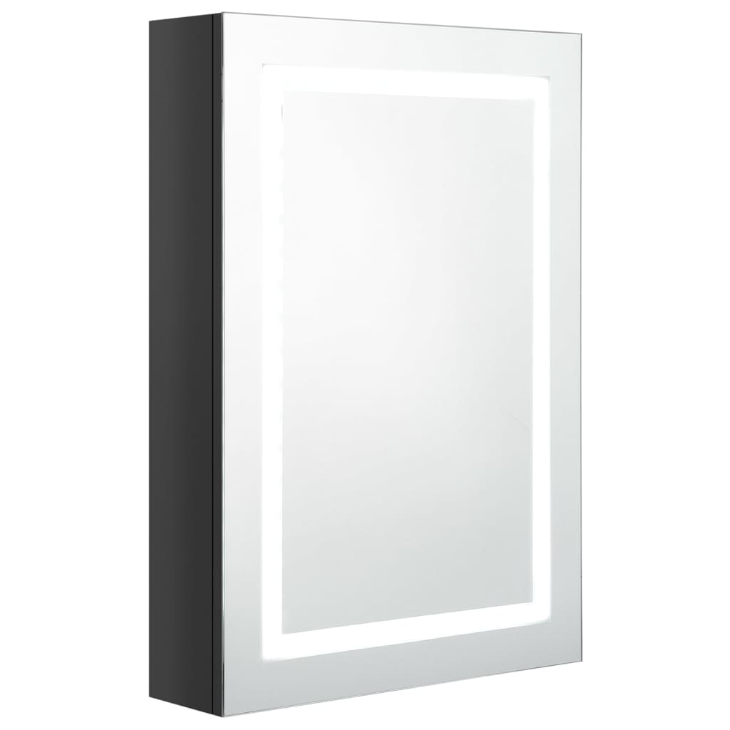 vidaXL Armário espelhado casa de banho LED 50x13x70cm preto brilhante