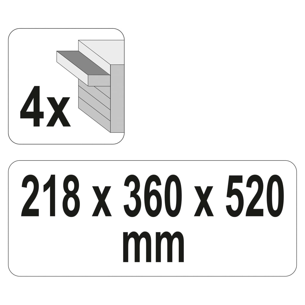 YATO Caixa de ferramentas com 4 gavetas 52x21,8x36 cm