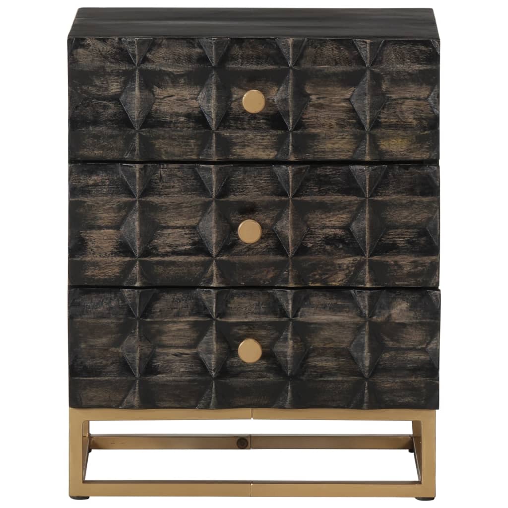 vidaXL Mesa de cabeceira 40x29x50 cm madeira de mangueira maciça preto