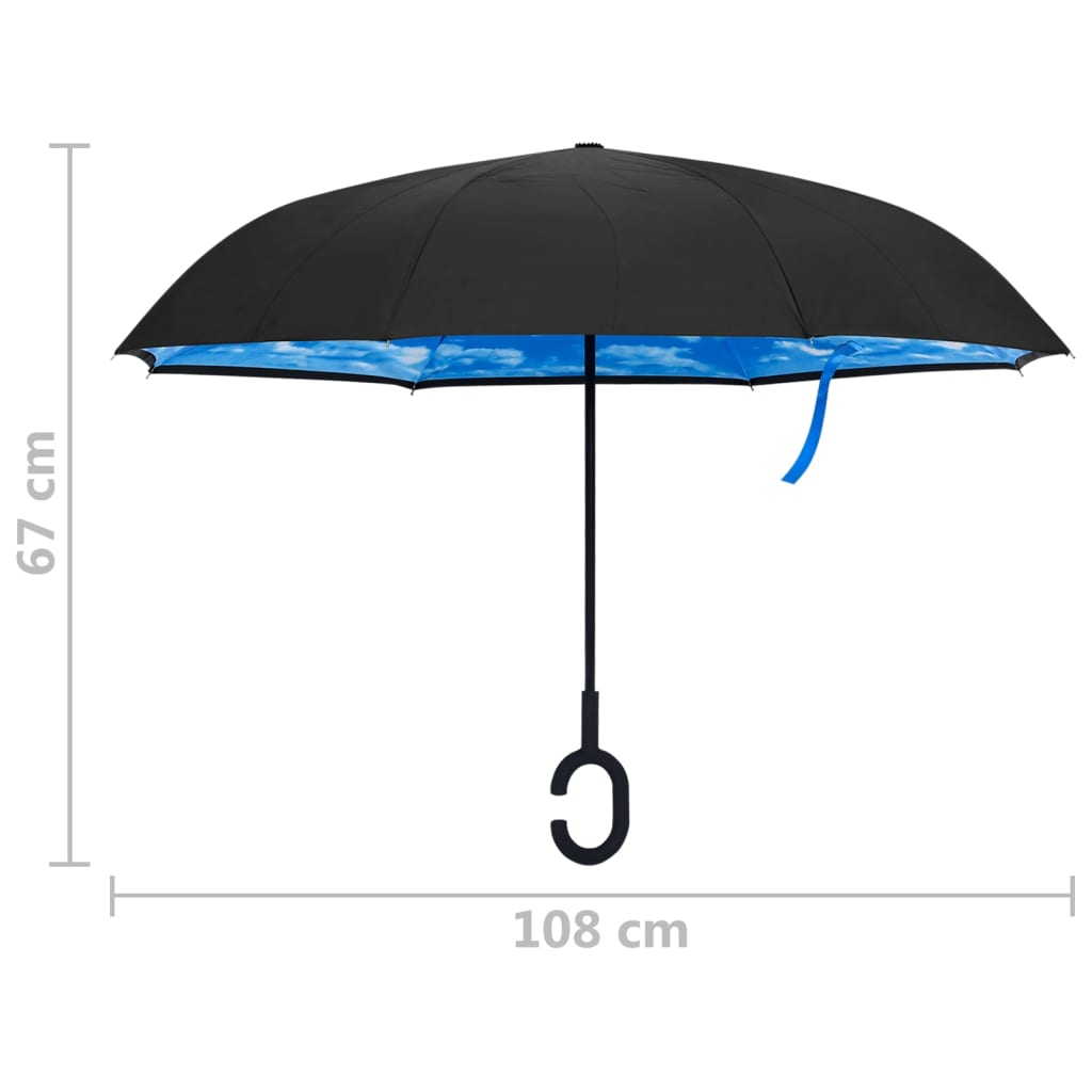 vidaXL Guarda-chuva c/ pega em forma de C 108 cm preto