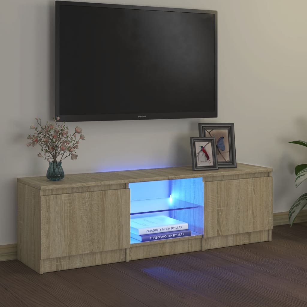 vidaXL Móvel de TV com luzes LED 120x30x35,5 cm carvalho sonoma