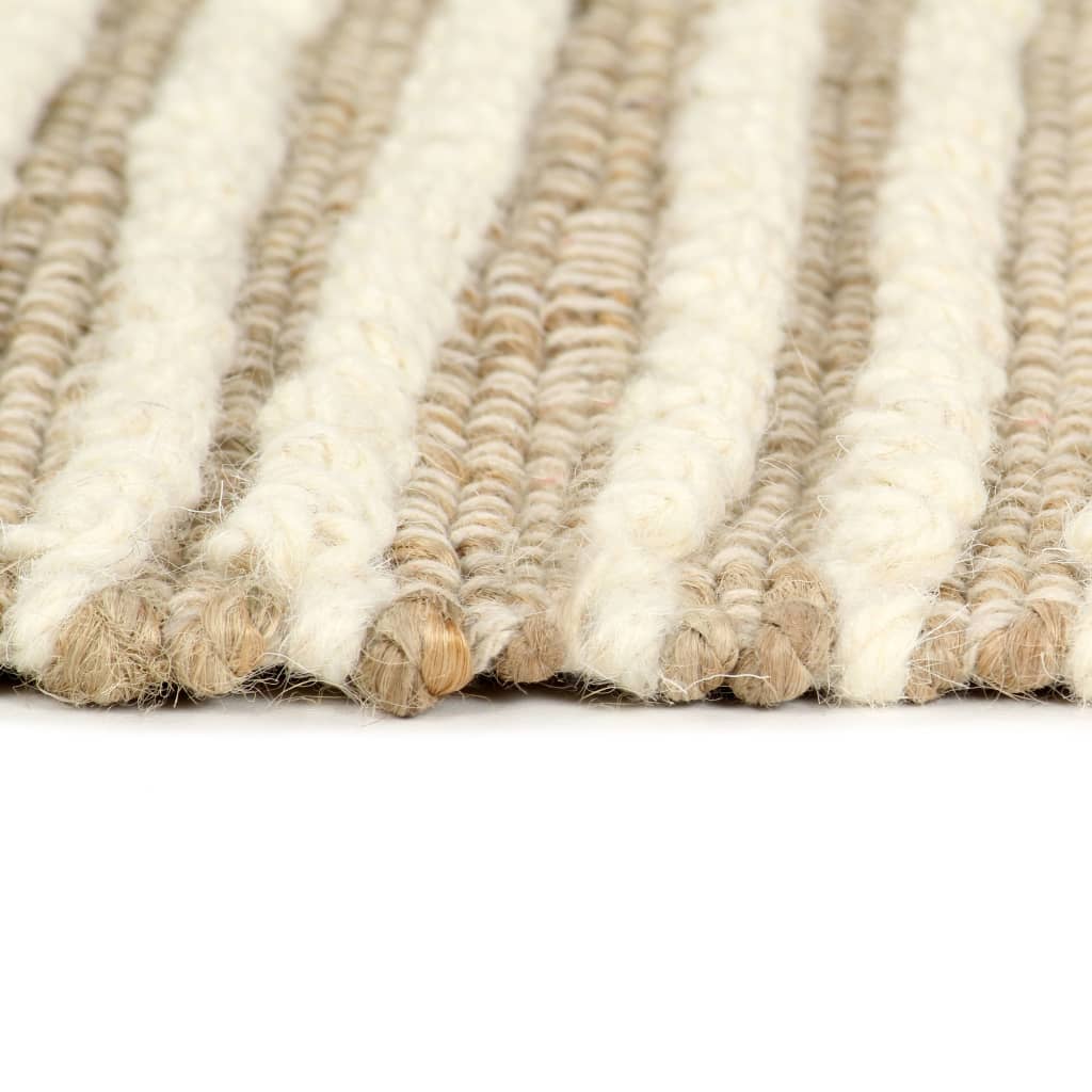 vidaXL Tapete 120x170 cm cânhamo lã natural/branco