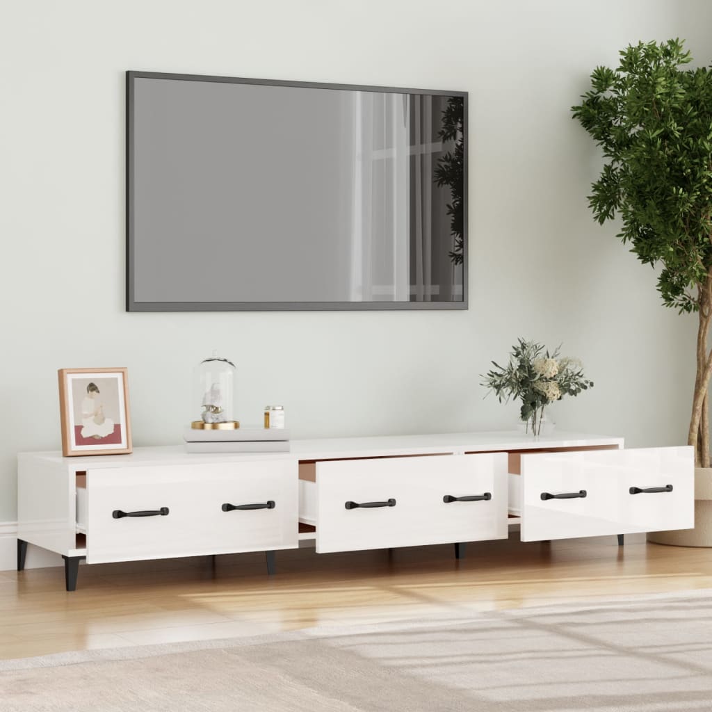 vidaXL Móvel para TV 150x34,5x30cm madeira processada branco brilhante