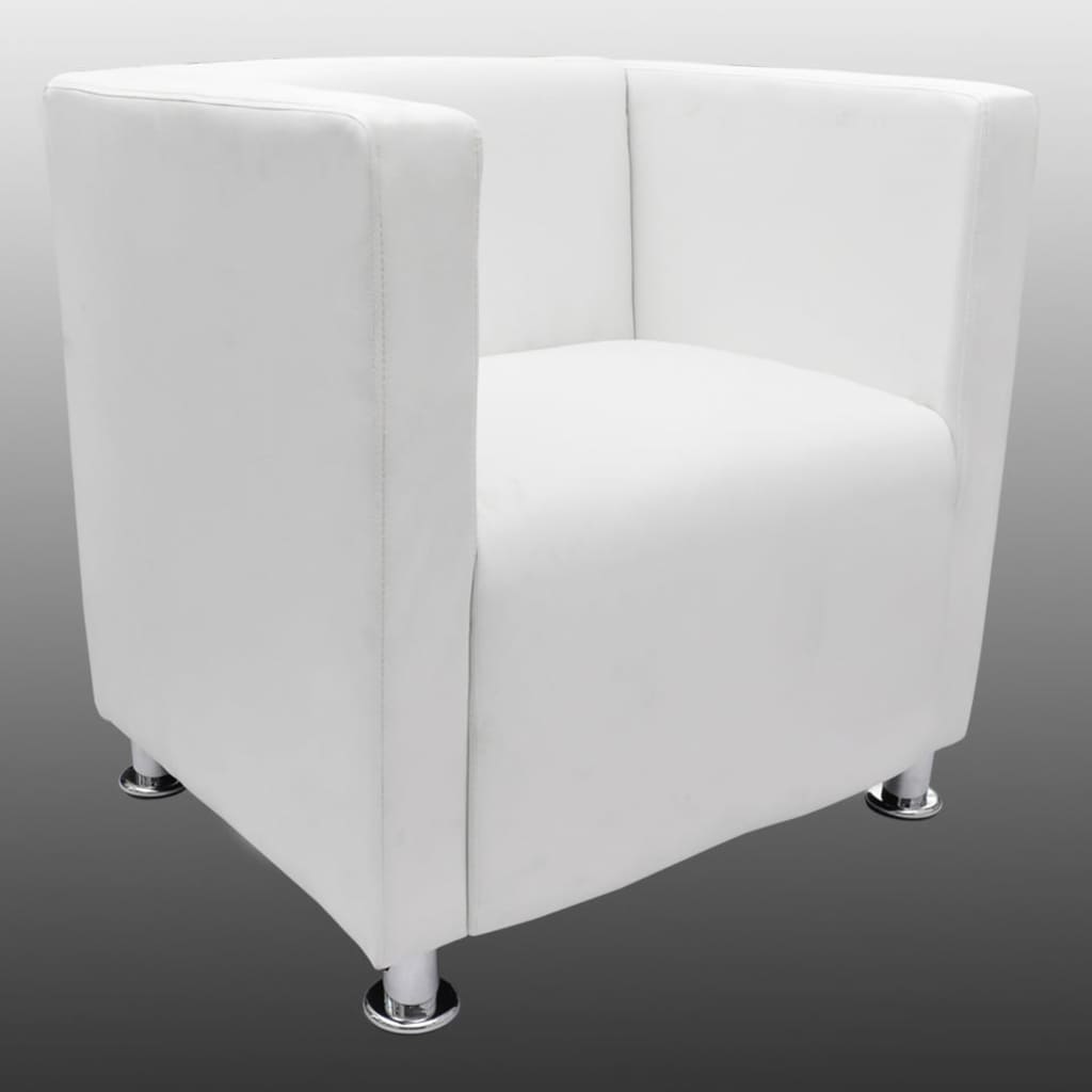 vidaXL Poltrona em forma de cubo couro artificial branco