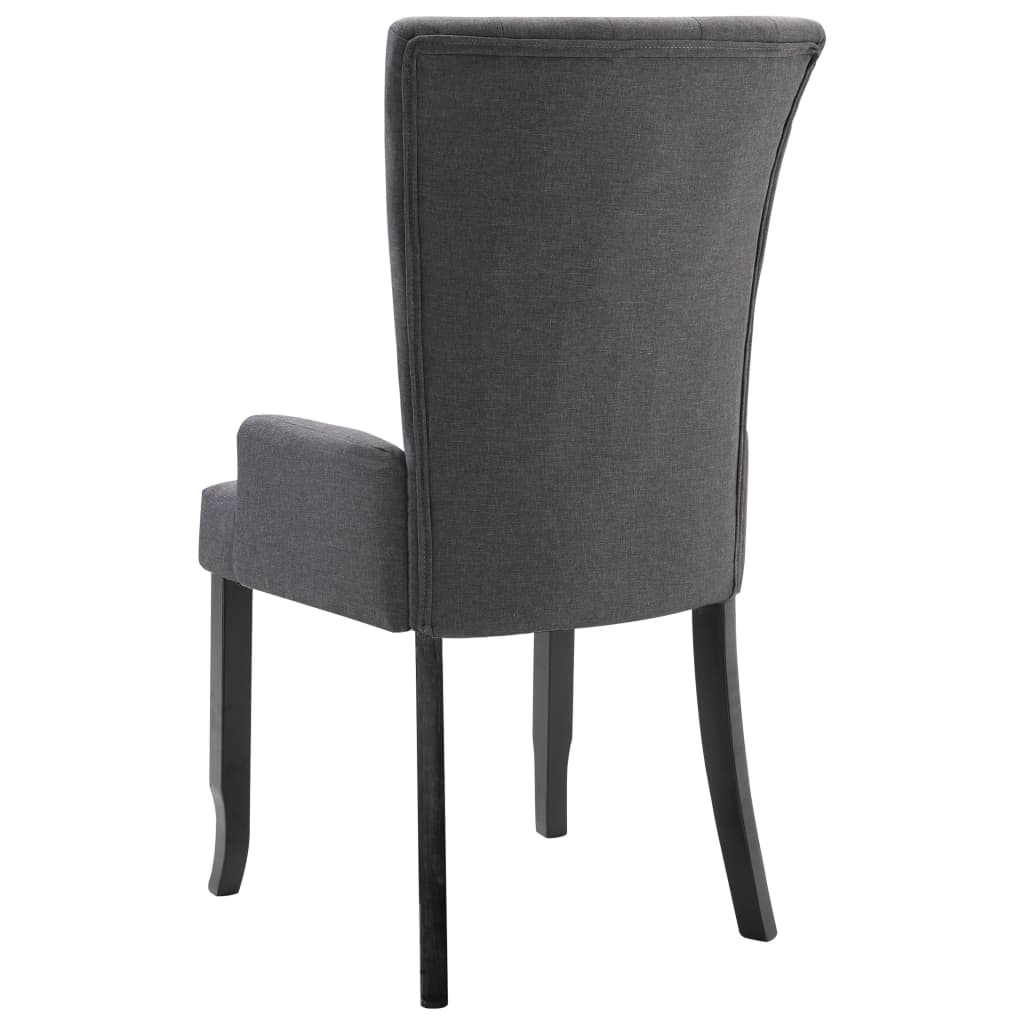 vidaXL Cadeiras jantar c/ apoio de braços 4 pcs tecido cinzento-escuro
