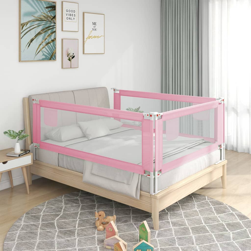 vidaXL Barra de segurança p/ cama infantil tecido 180x25 cm rosa