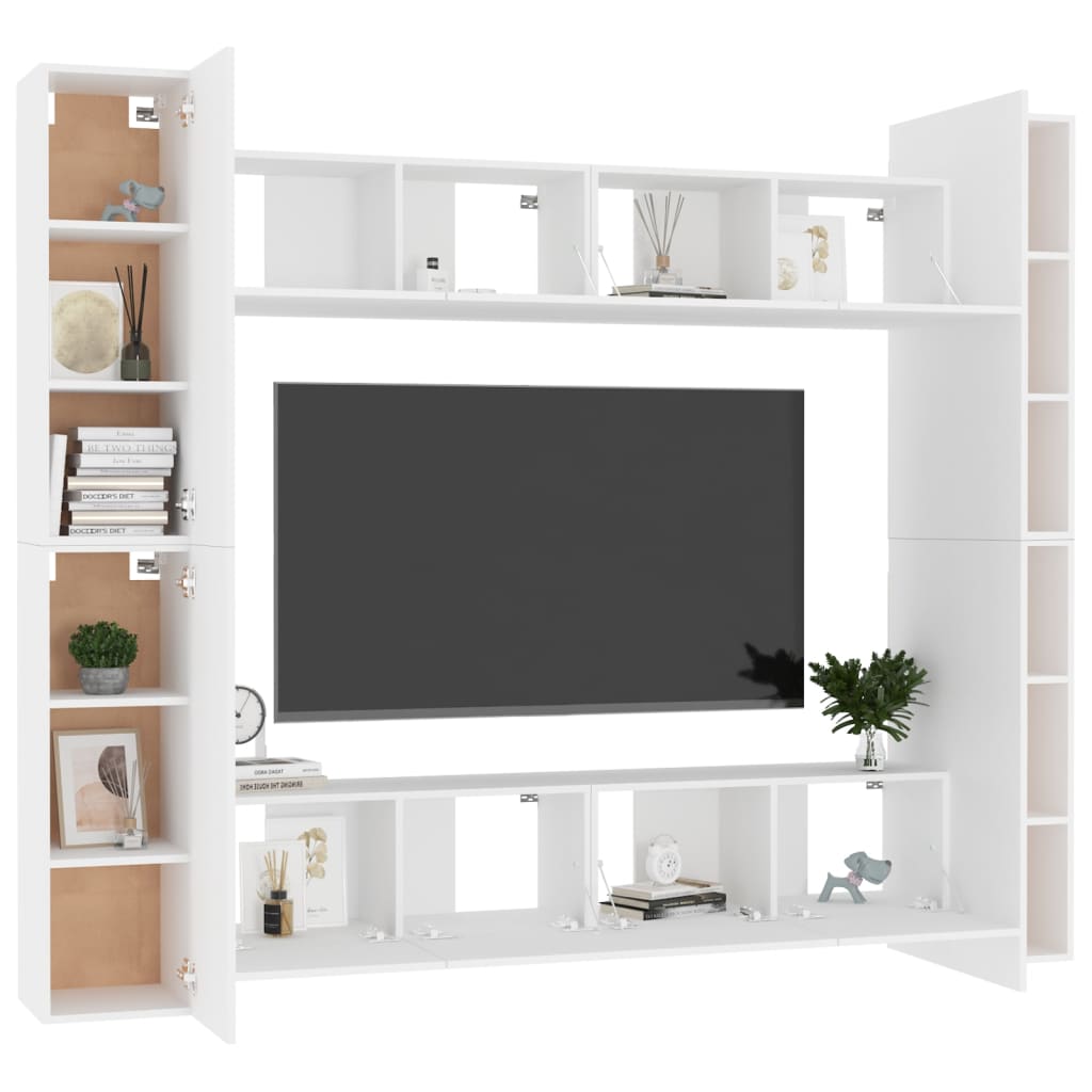 vidaXL 8 pcs conjunto de móveis de TV contraplacado branco