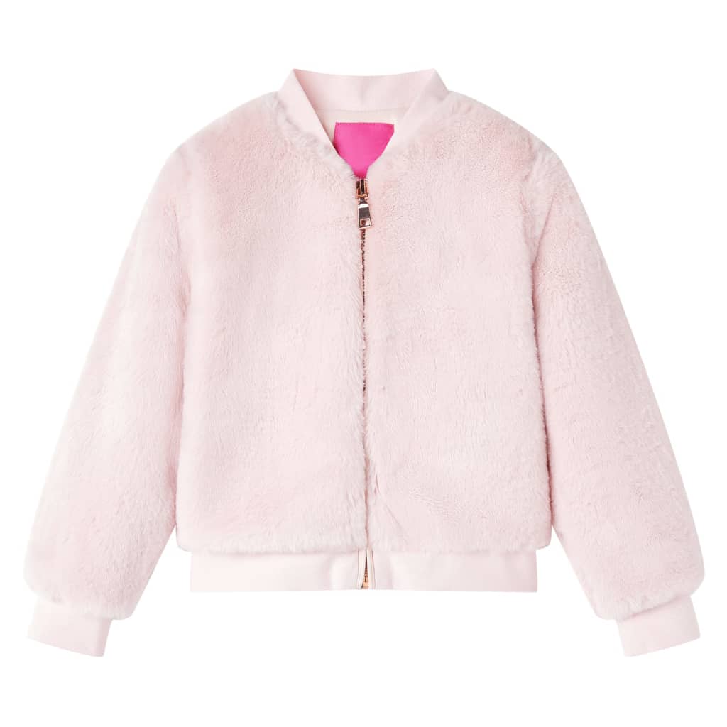 Blusão para criança pelo sintético rosa-suave 92