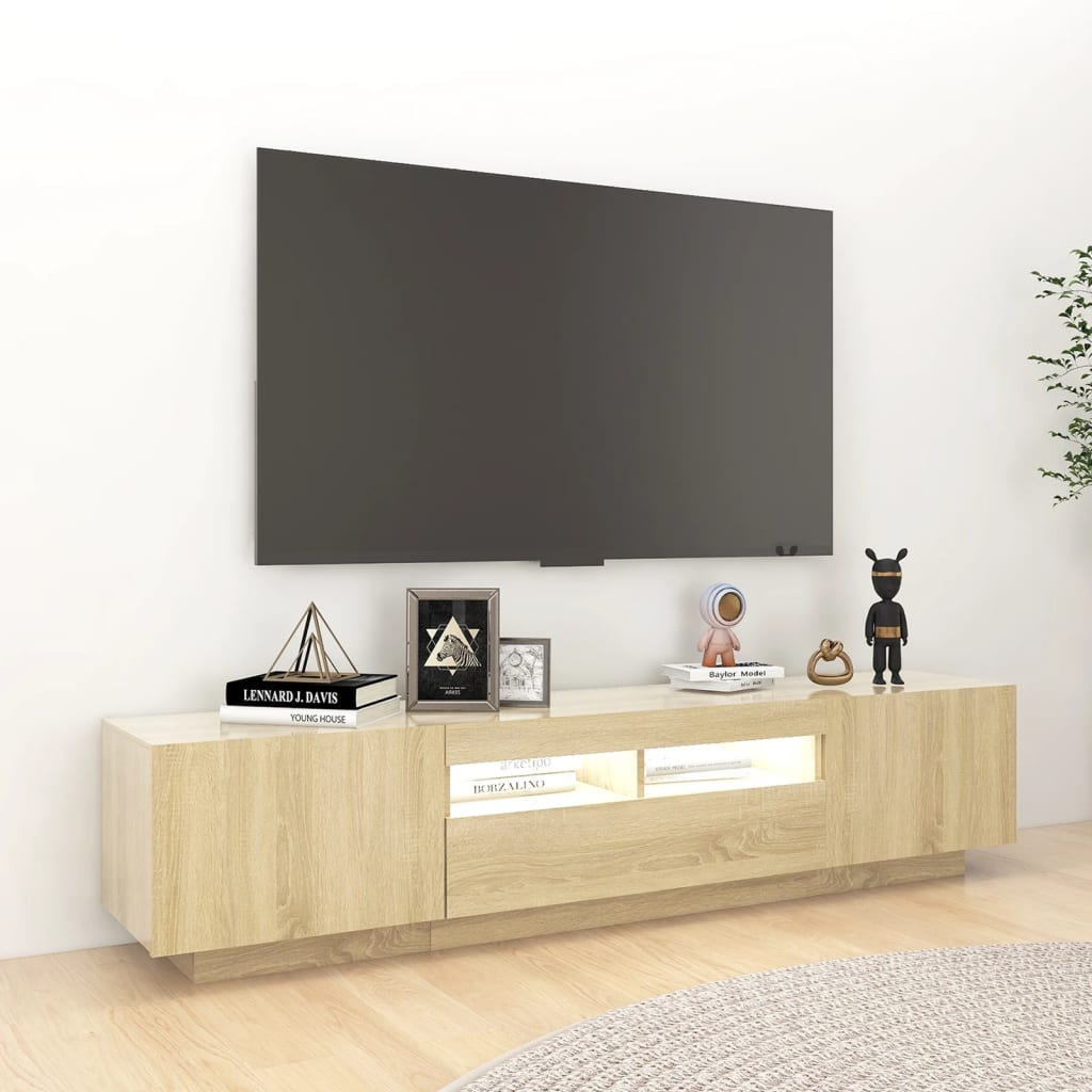 vidaXL Móvel de TV com luzes LED 180x35x40 cm carvalho sonoma