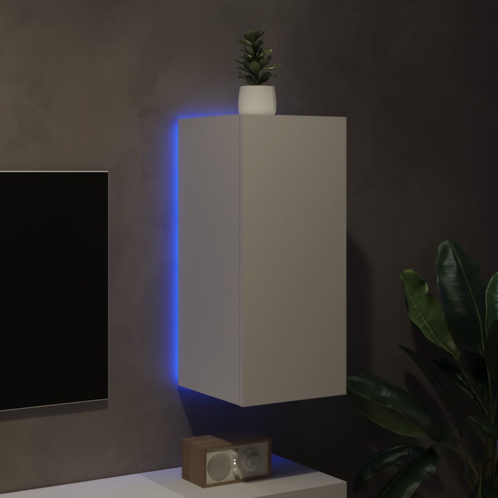 vidaXL Móvel de parede para TV com luzes LED 30,5x35x70 cm branco