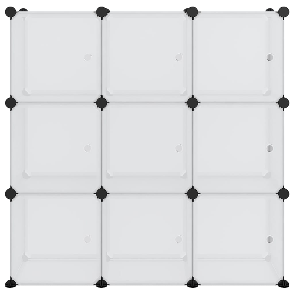 vidaXL Organizador de arrumação com 9 cubos e portas PP transparente