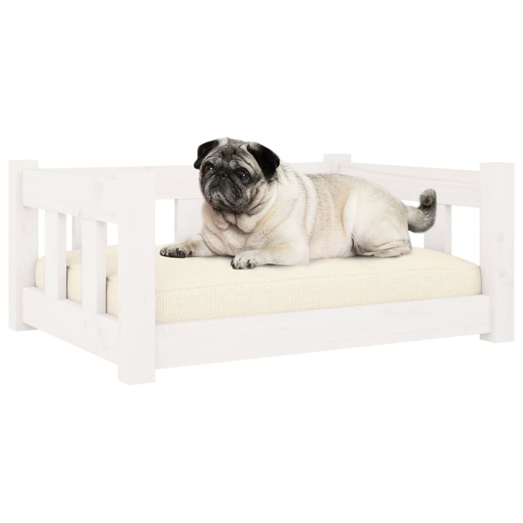 vidaXL Cama para cães 65,5x50,5x28 cm madeira de pinho maciça branco