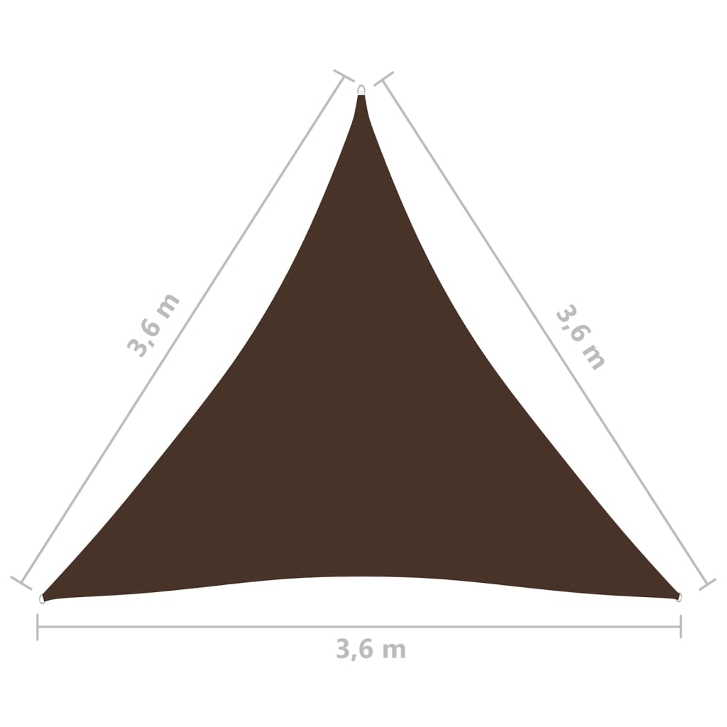 vidaXL Para-sol vela tecido oxford triangular 3,6x3,6x3,6 m castanho