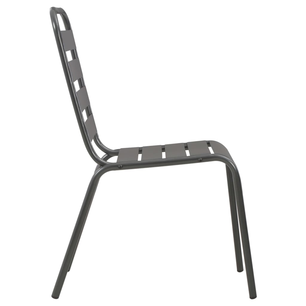 vidaXL Cadeiras de exterior empilháveis 2 pcs aço cinzento