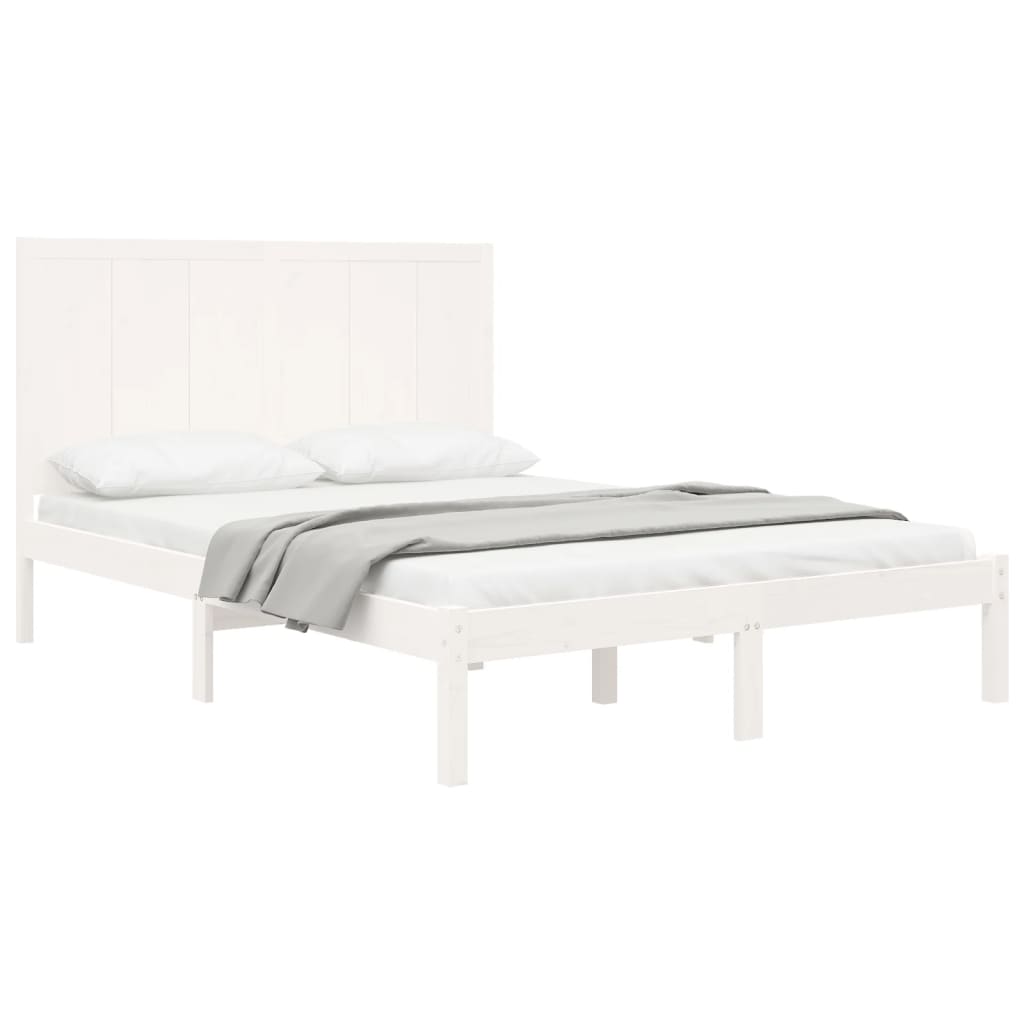 vidaXL Estrutura de cama 160x200 cm madeira de pinho maciça branco