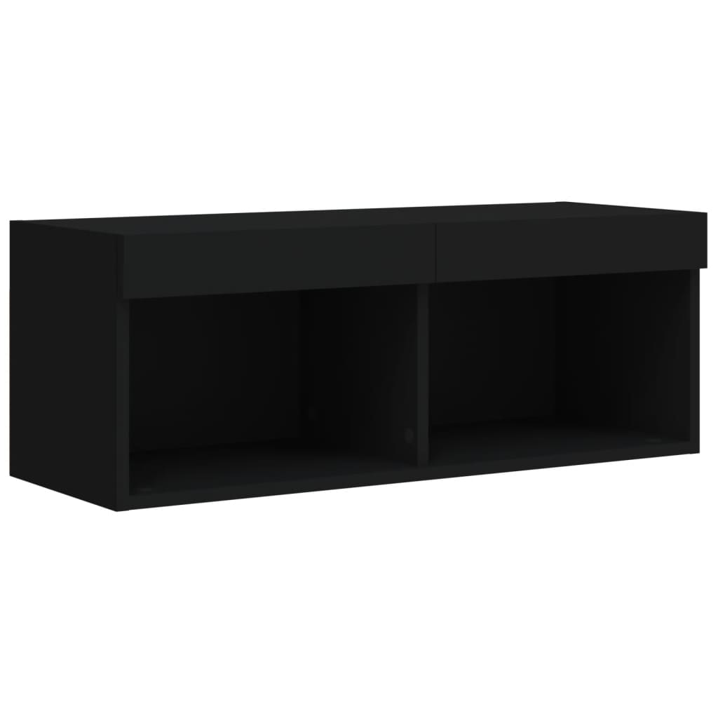 vidaXL 8 pcs conjunto de móveis de parede para TV com luzes LED preto