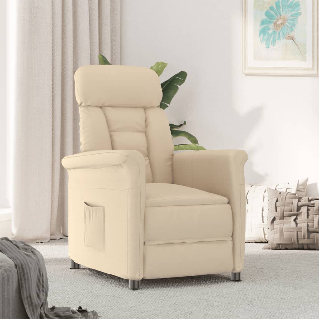 vidaXL Cadeira reclinável camurça artificial creme
