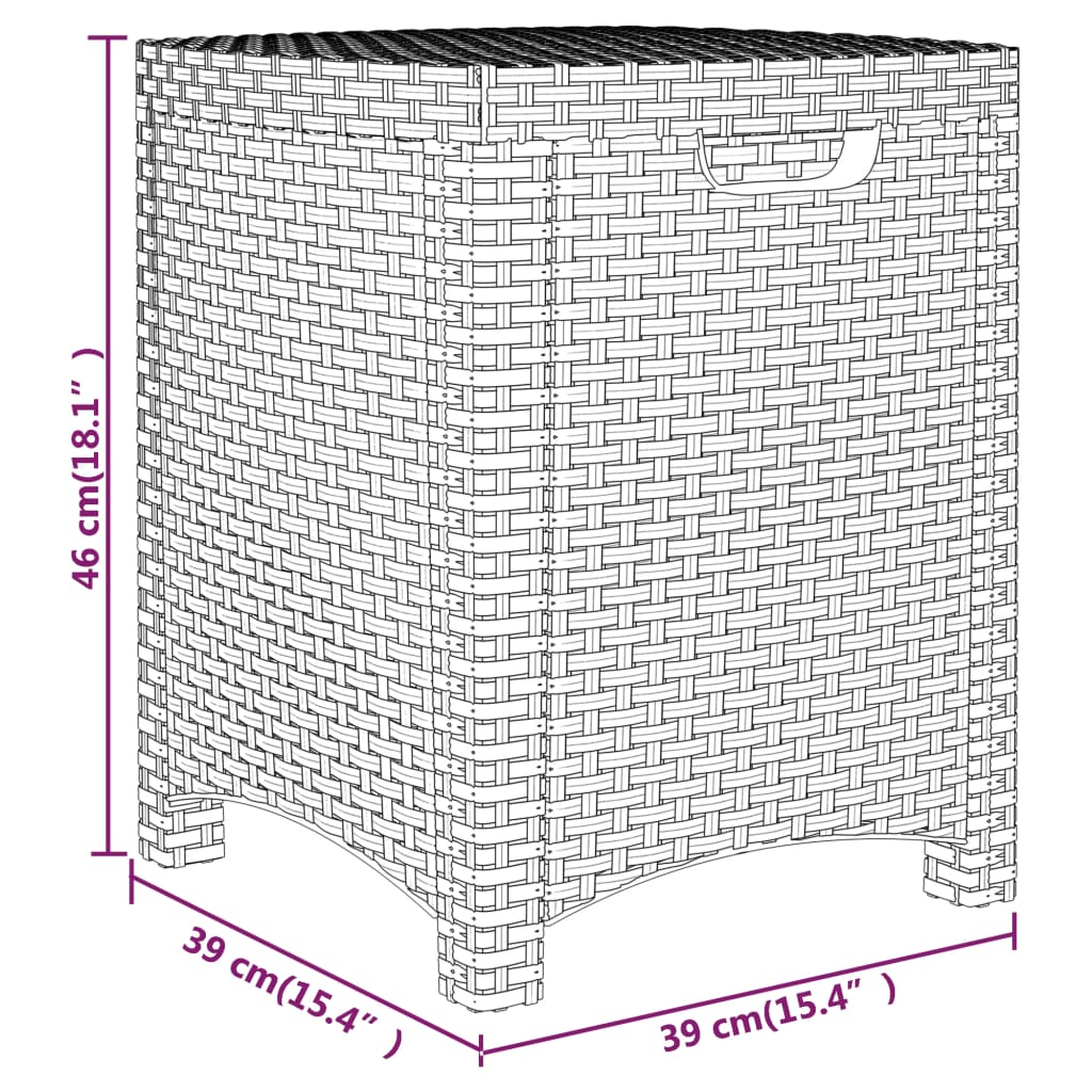 vidaXL Caixa de arrumação para jardim 39x39x46 cm vime PP grafite