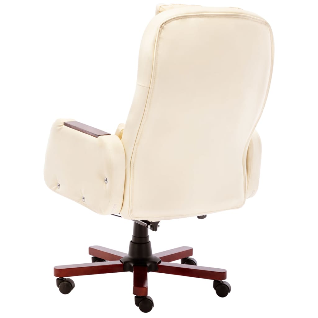 vidaXL Cadeira de escritório em couro artificial cor creme