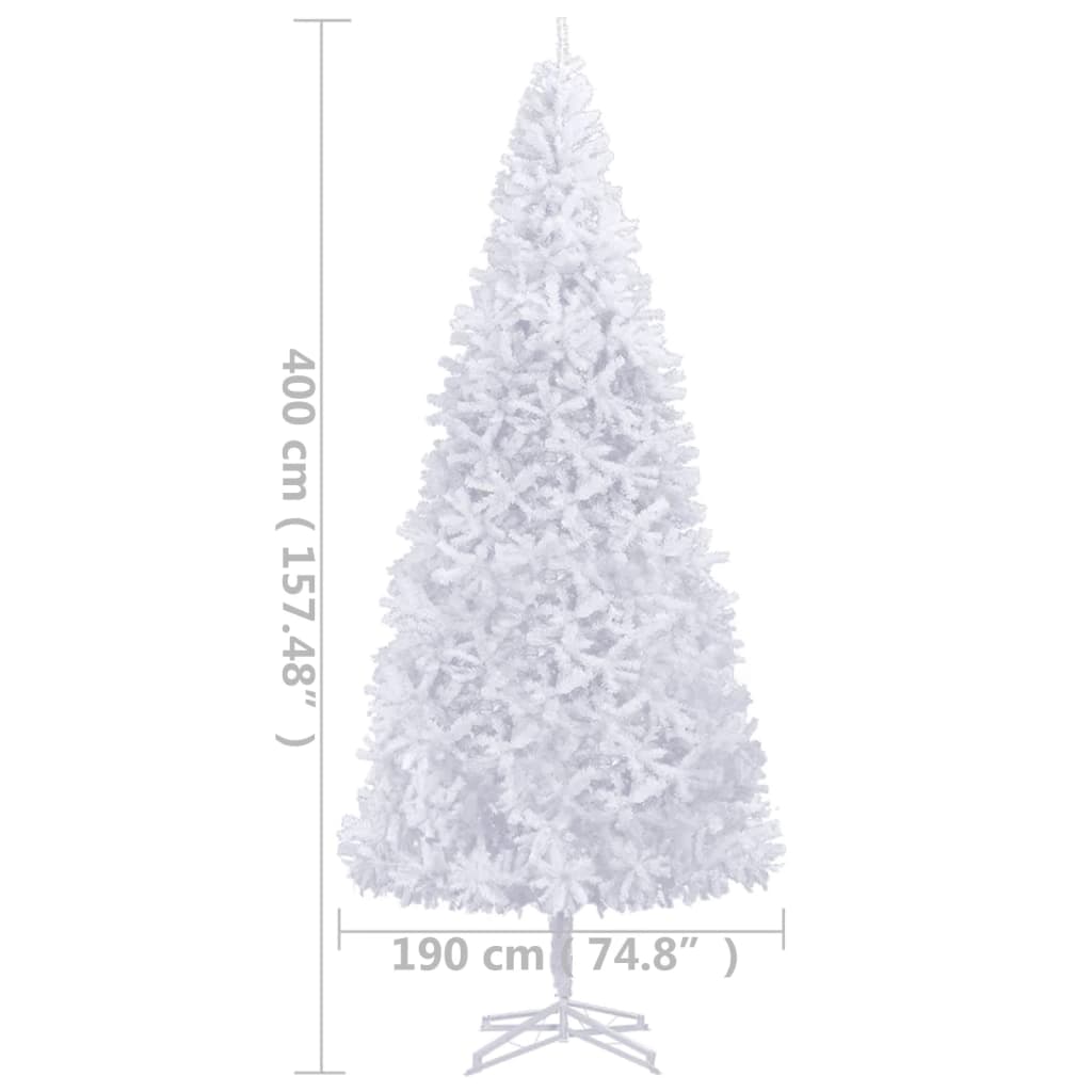 vidaXL Árvore de Natal artificial pré-iluminada 400 cm branco
