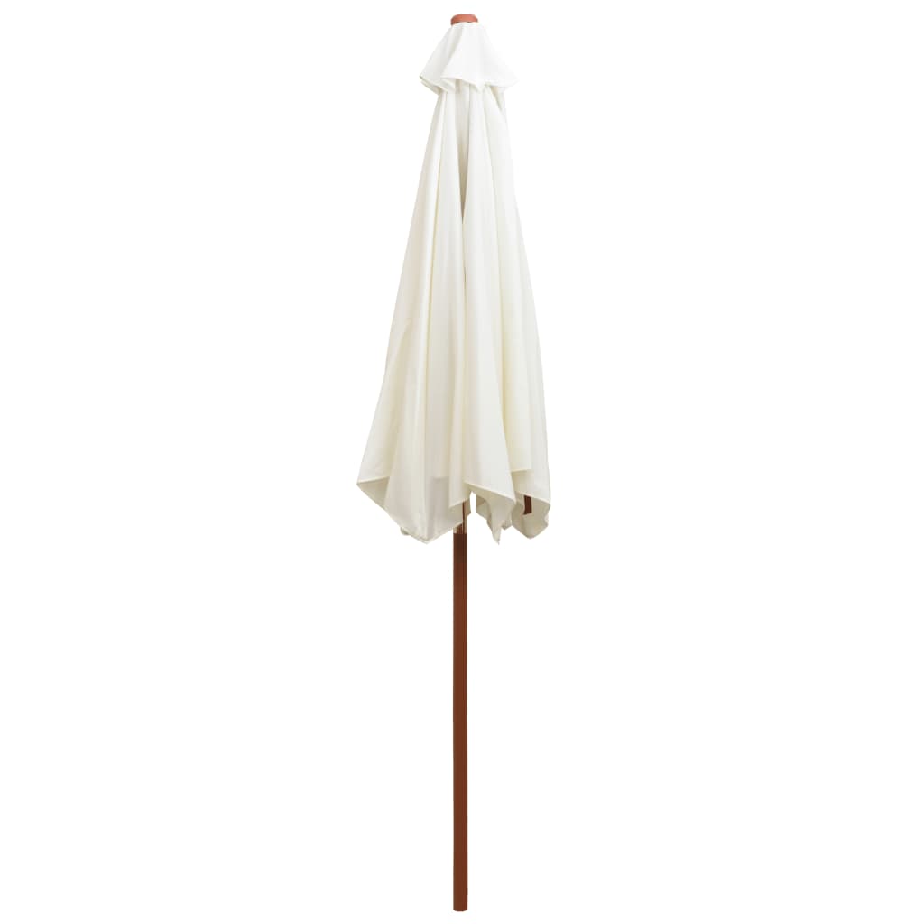 vidaXL Guarda-sol com mastro em madeira 270x270 cm branco nata