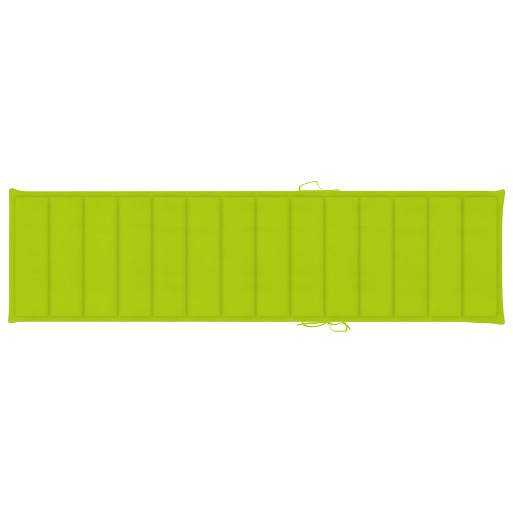vidaXL Espreguiçadeira + almofadão verde brilhante madeira teca maciça