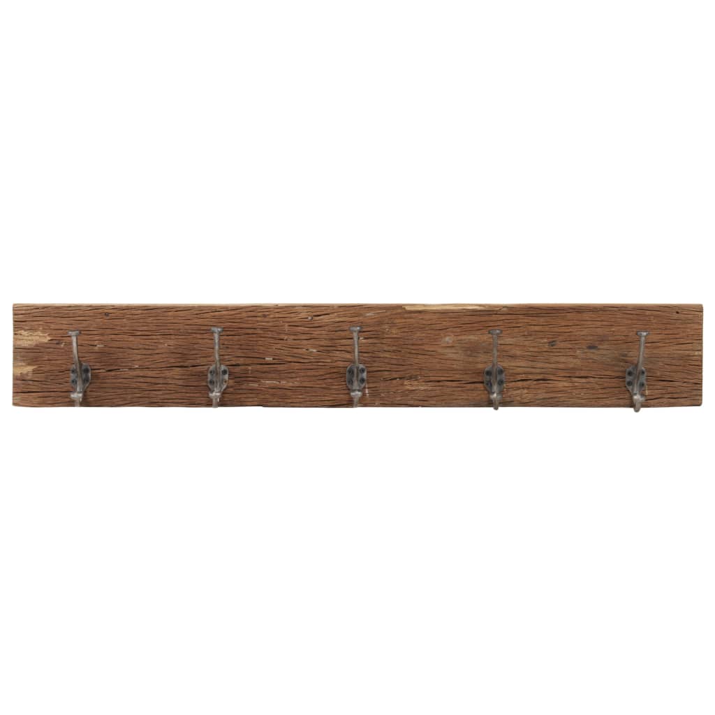 vidaXL Bengaleiro com 5 ganchos 100x2,5x15cm madeira recuperada maciça