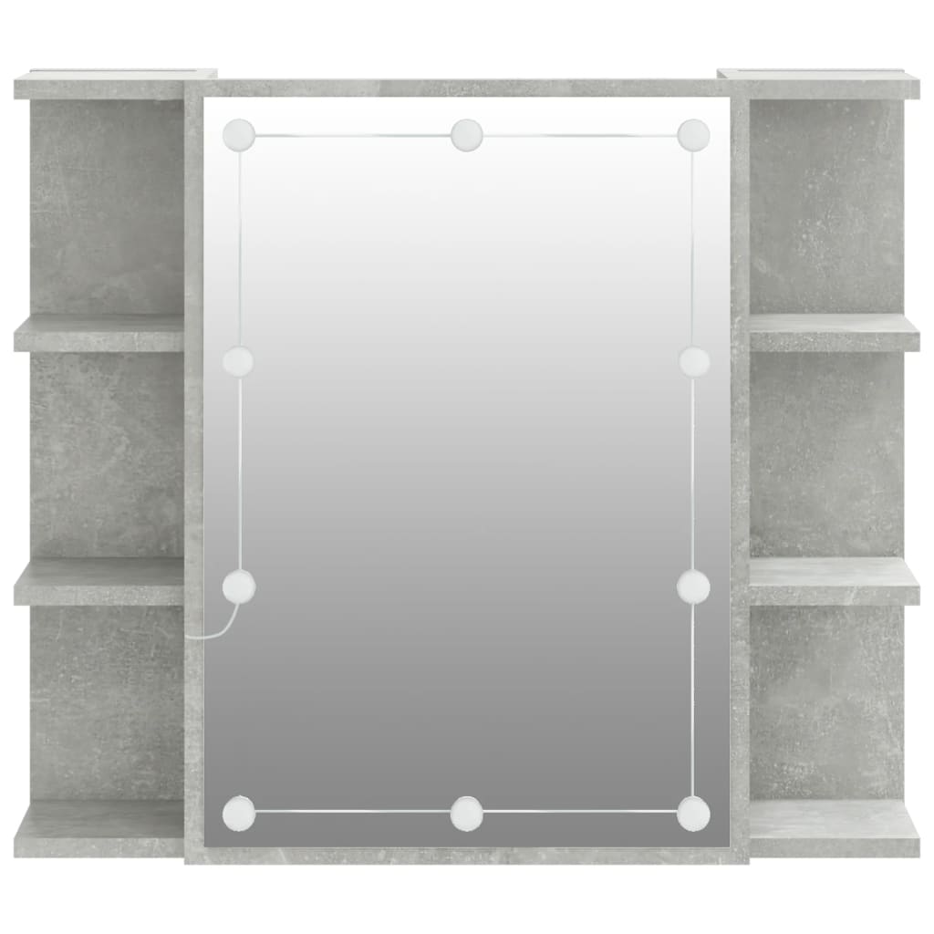 vidaXL Armário espelhado com LED 70x16,5x60 cm cinzento cimento