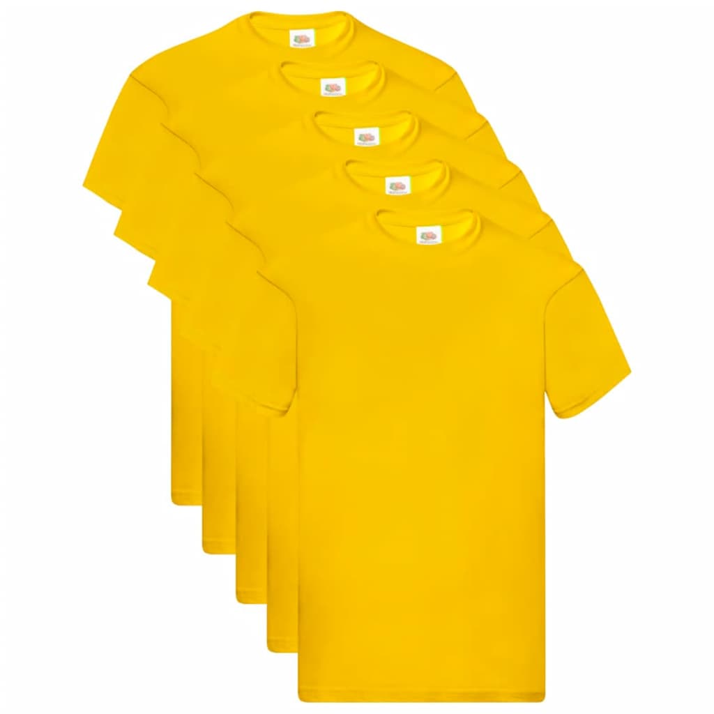 Fruit of the Loom T-shirts originais 5 pcs algodão M amarelo