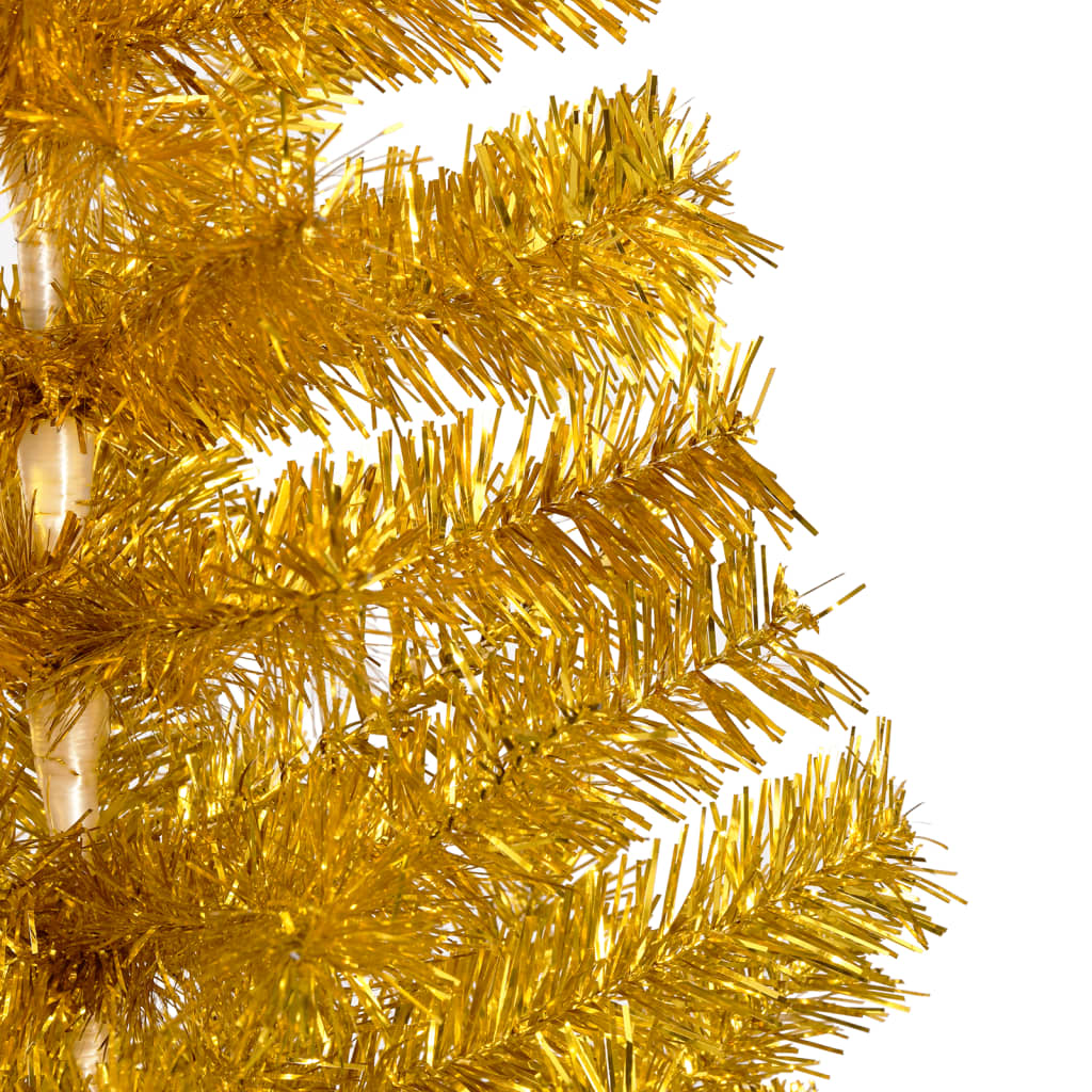 vidaXL Árvore de Natal artificial pré-iluminada + suporte PET dourado