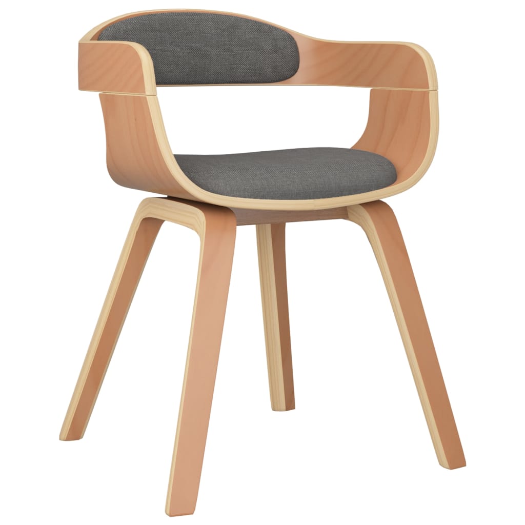 vidaXL Cadeira de jantar 4 pcs madeira curvada e tecido cinzento-claro