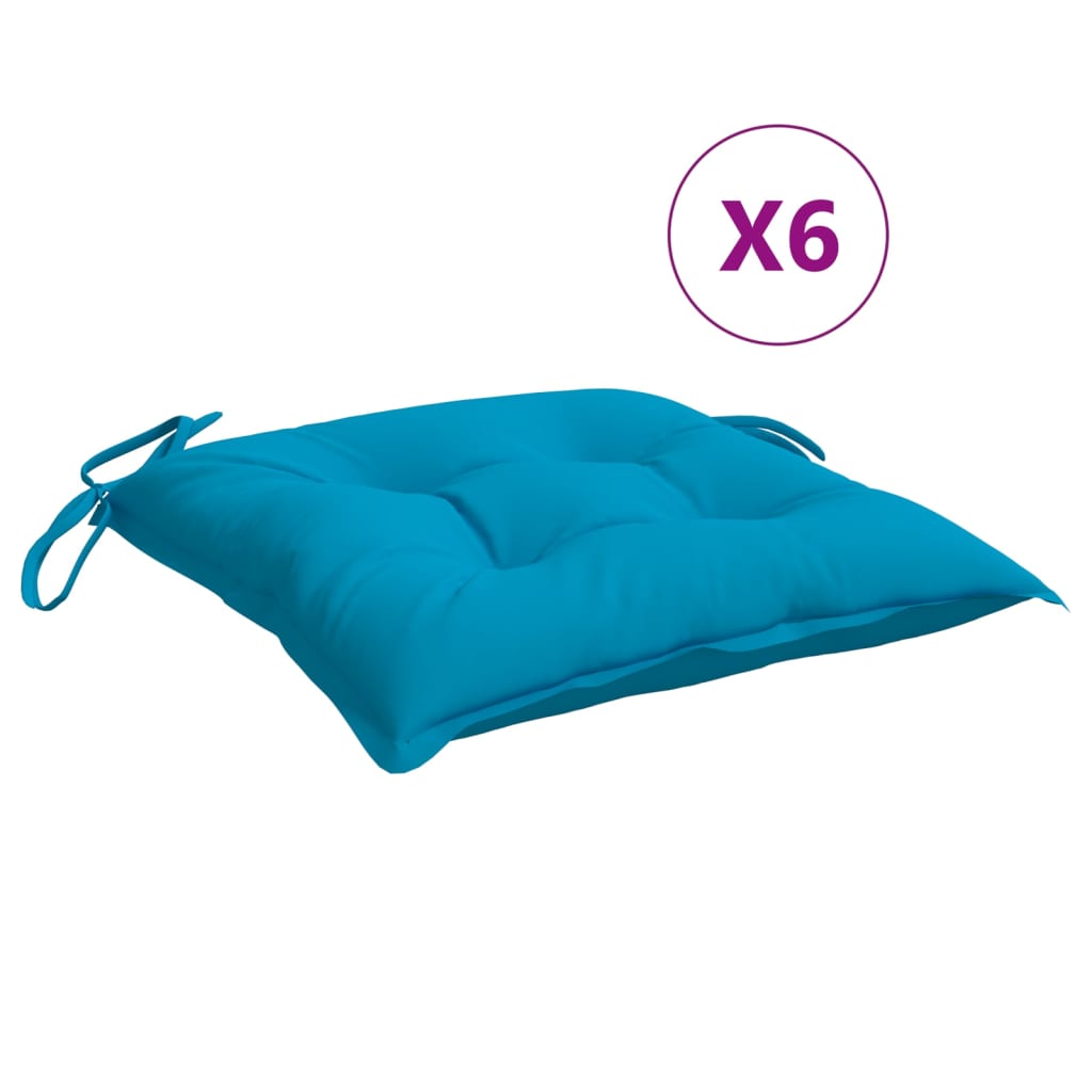 vidaXL Almofadões de cadeira 6 pcs 40x40x7 cm tecido oxford azul-claro