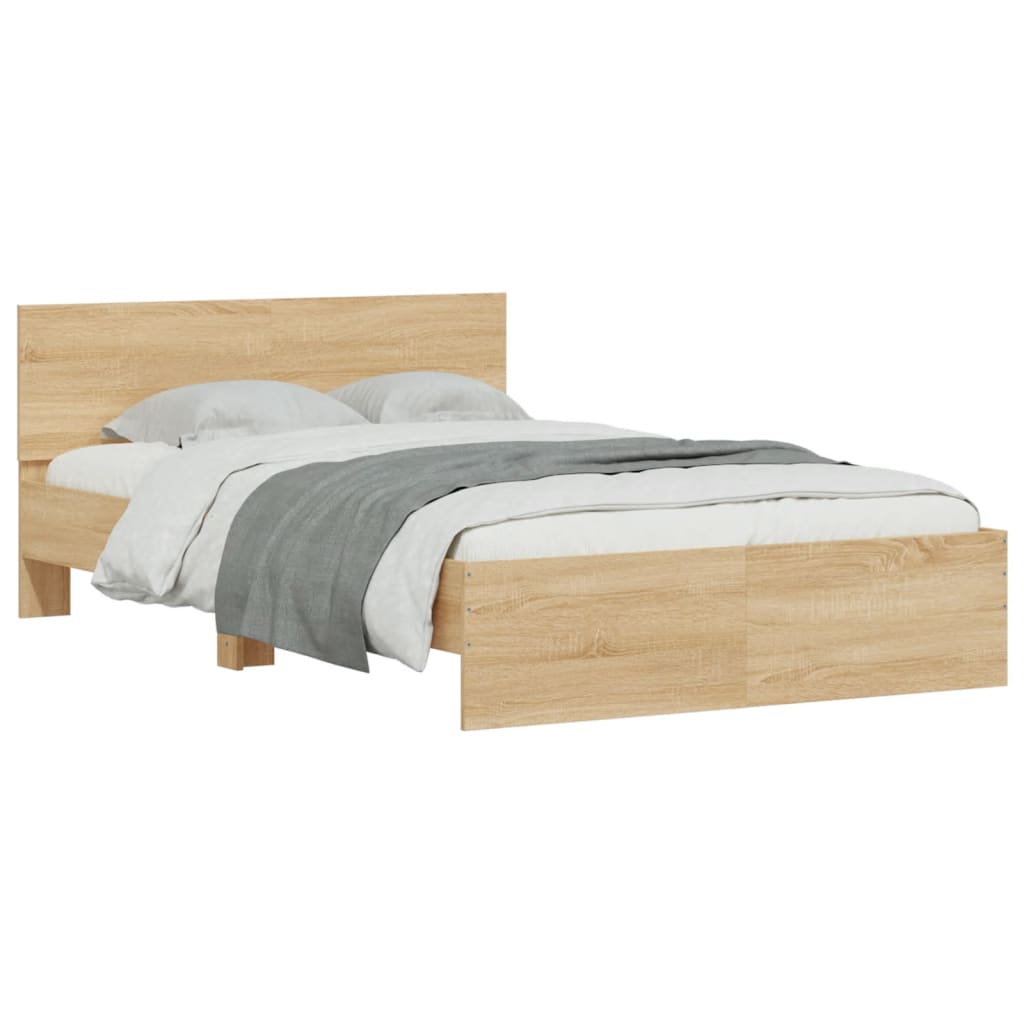 vidaXL Estrutura de cama com cabeceira 120x190 cm carvalho sonoma