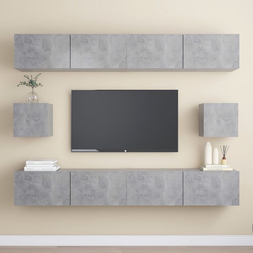 vidaXL 6 pcs conjunto de móveis de TV contraplacado cinzento cimento