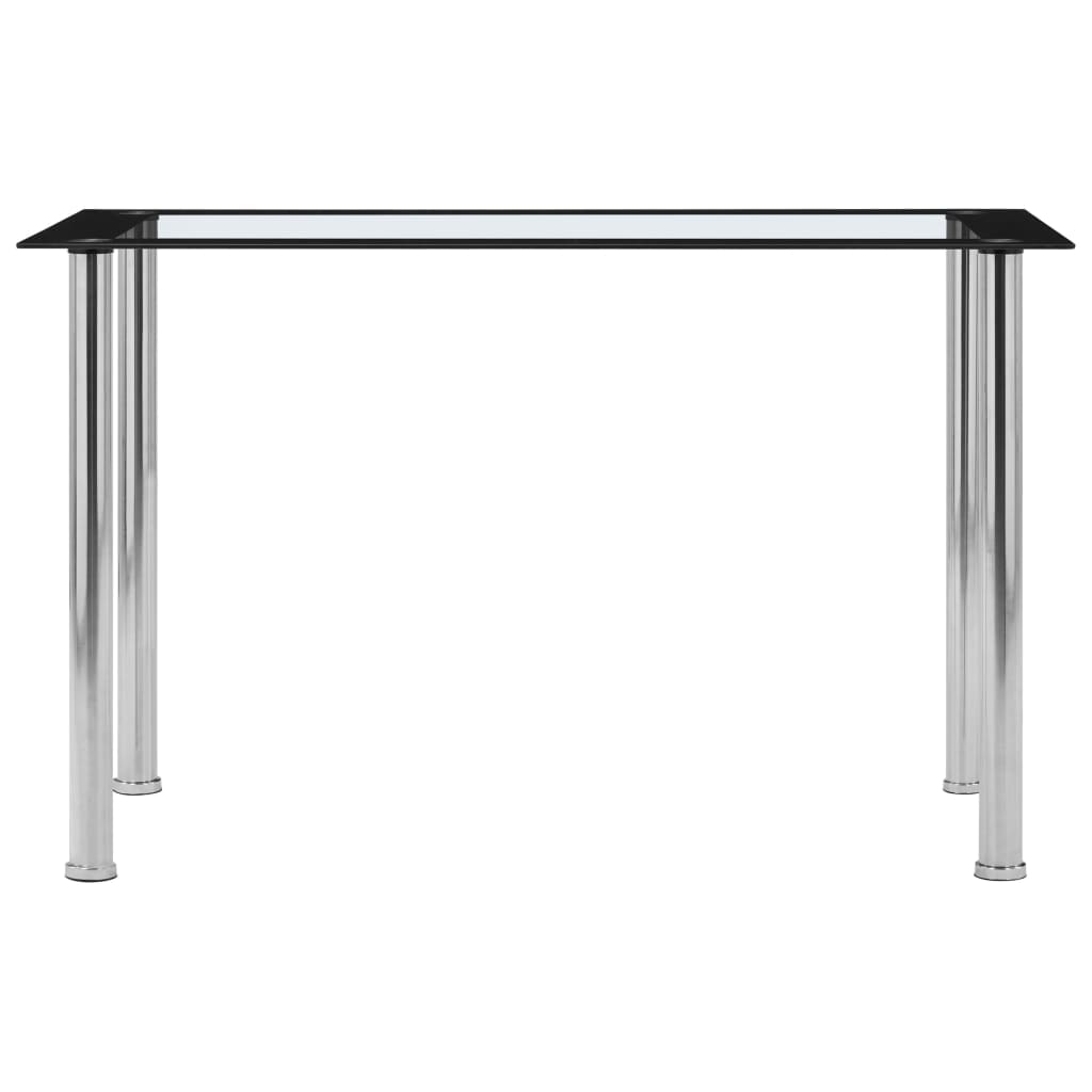 vidaXL Mesa de jantar 120x60x75cm vidro temperado preto e transparente