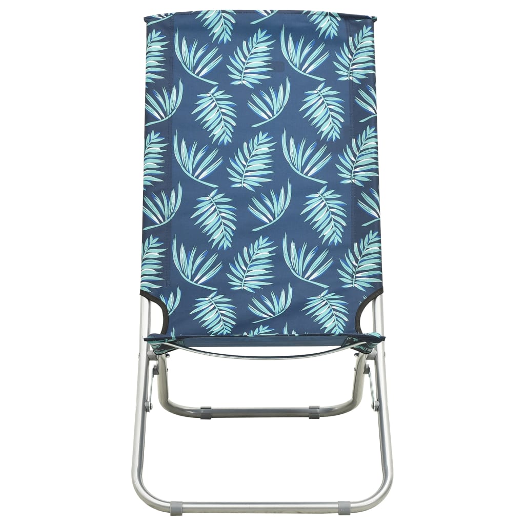 vidaXL Cadeiras de praia dobráveis 2 pcs tecido padrão de folhas