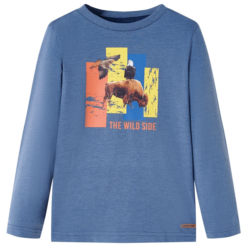 T-shirt de manga comprida para criança azul mesclado 92