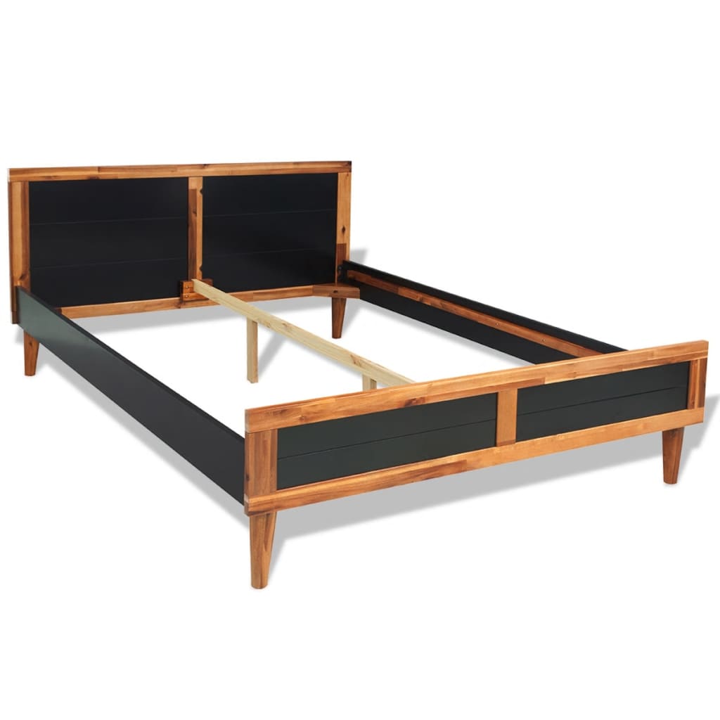 vidaXL Estrutura de cama 140x200 cm madeira de acácia maciça preto