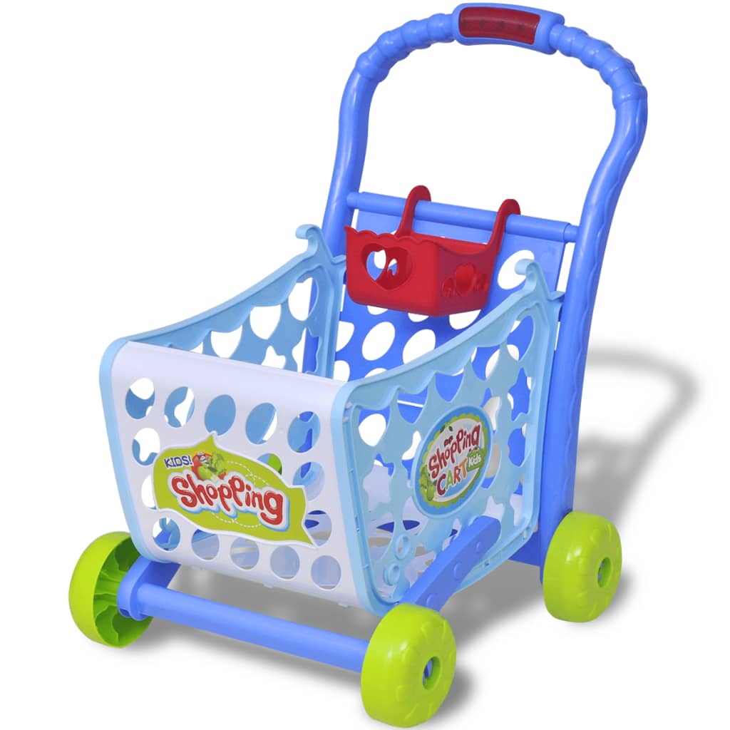 Brinquedo carrinho de compras para crianças 3-em-1 Azul
