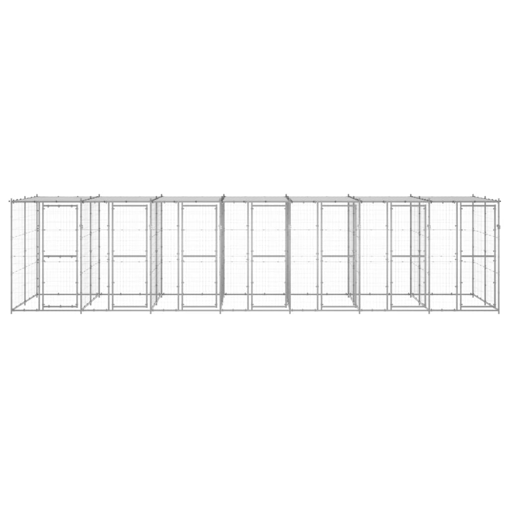 vidaXL Canil de exterior com telhado 16,94 m² aço galvanizado