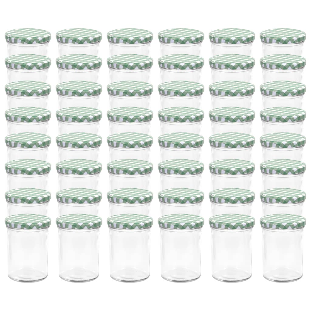 vidaXL Frascos de vidro com tampas brancas e verdes 48 pcs 400 ml