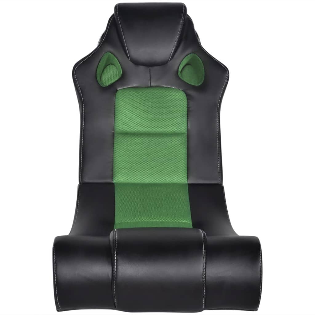 vidaXL Cadeira de balanço musical de couro artificial preto verde