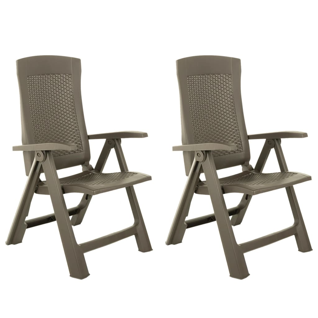 vidaXL Cadeiras de jardim reclináveis 2 pcs plástico mocca