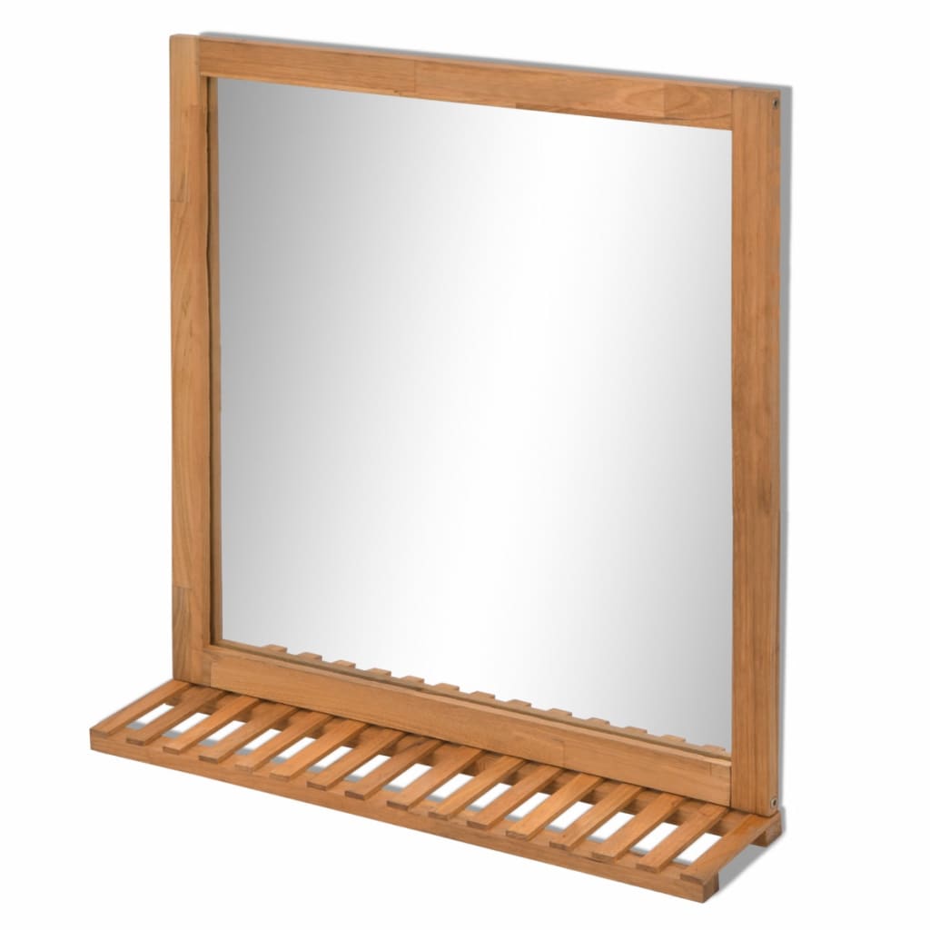 vidaXL Espelho para wc, madeira de nogueira maciça 60x63 cm
