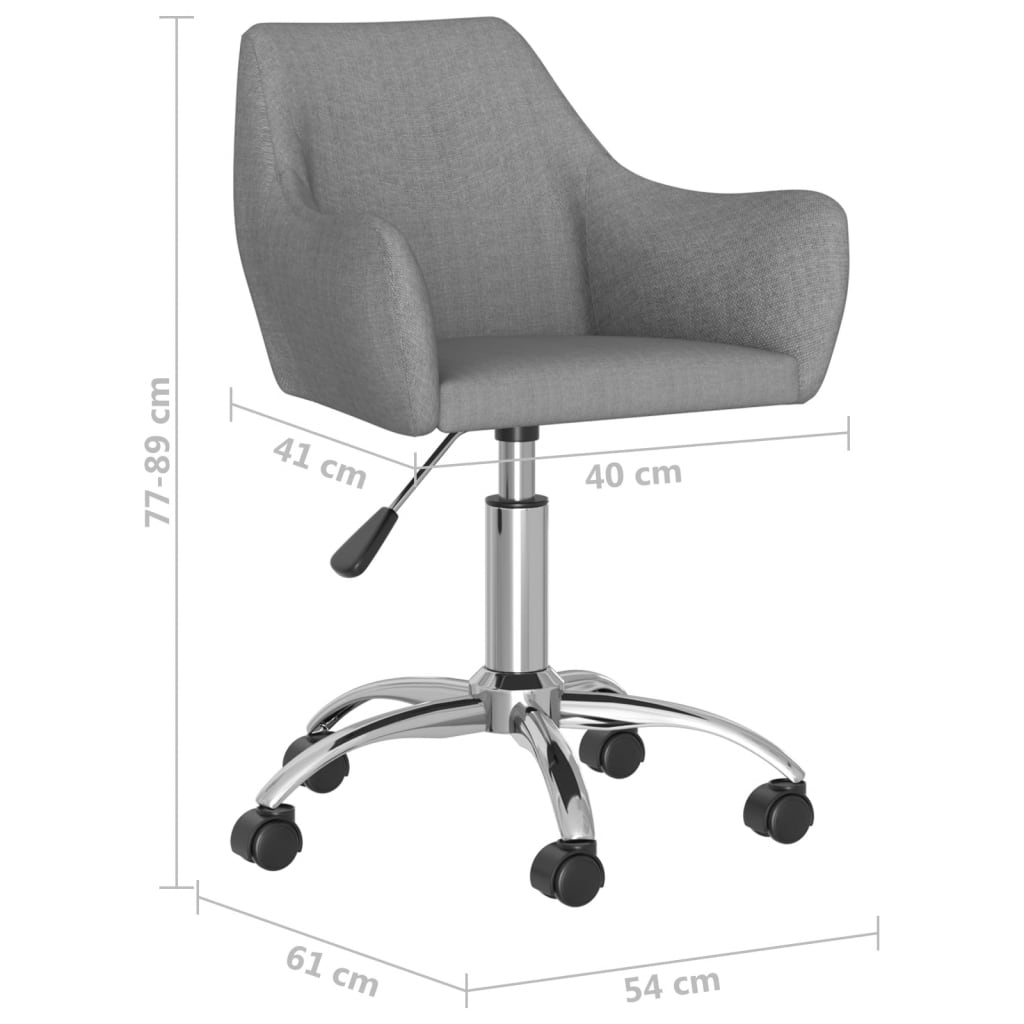 vidaXL Cadeira de escritório giratória tecido cinzento-claro