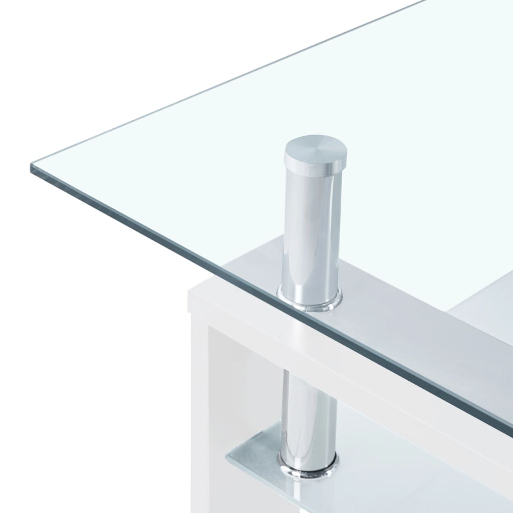 vidaXL Mesa de centro 95x55x40 cm branco vidro temperado transparente