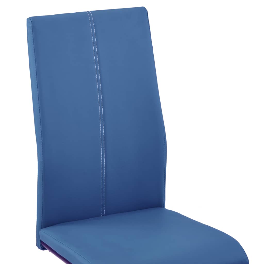 vidaXL Cadeiras de jantar cantilever 6 pcs couro artificial azul