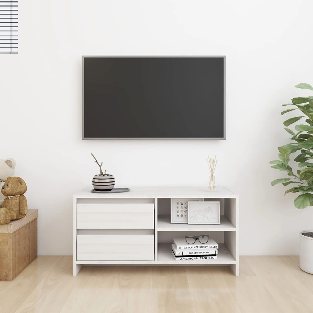 vidaXL Móvel de TV 80x31x39 cm madeira de pinho maciça branco