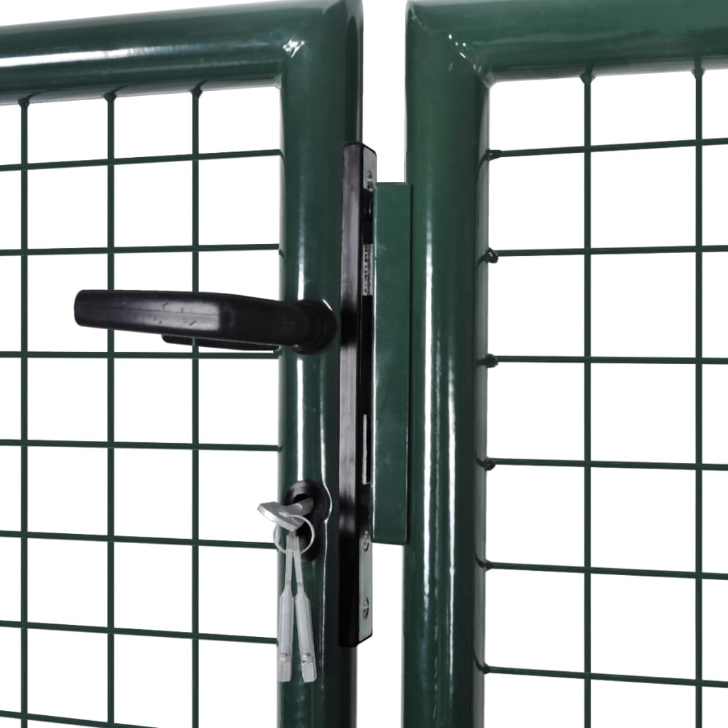 vidaXL Portão de cerca 306x150 cm aço verde
